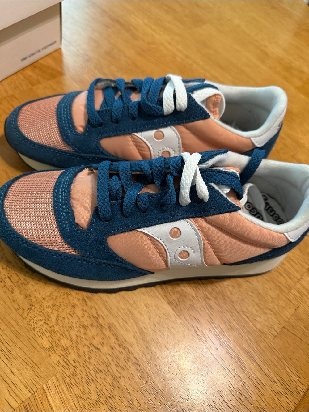 Saucony Peach and Teal Lace-Up Athletic Sneakers - Picture 3 of 10